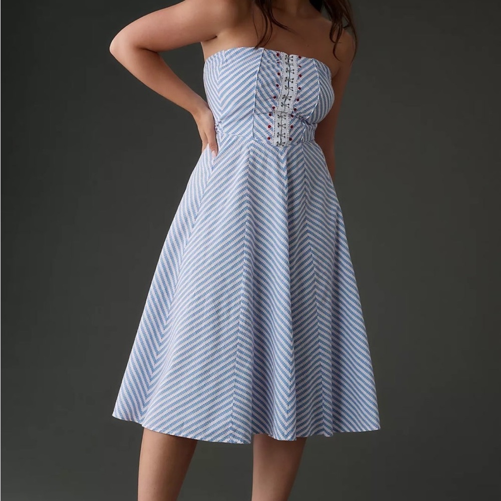 Anthropologie Maeve Strapless Dress. Size: Large. NWOT. Pockets.